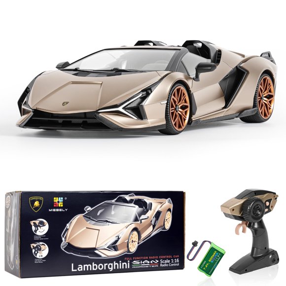 MIEBELY Lamborghini Remote Control Car, 1:16 Scale Lambo Toy Car 7.4V 500mAh Officially Licensed 12Km/h Rc Cars with Led Light 2.4Ghz Model Car for Adults
