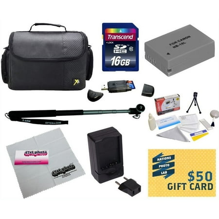 47th Street Photo - 47th Street Photo Best Value Kit for Canon Powershot G15, G16, G1 X Digital Camera Includes Replacement NB-10L Battery + Charger + Monopod + 16GB SDHC Memory + Carrying Case