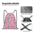 thumbnail image 4 of Xecao pink Holiday Joy Pattern Sports Drawstring Backpack - String Swim Gym Bag with Wet Proof Pocket for Women&Men-Small, 4 of 6