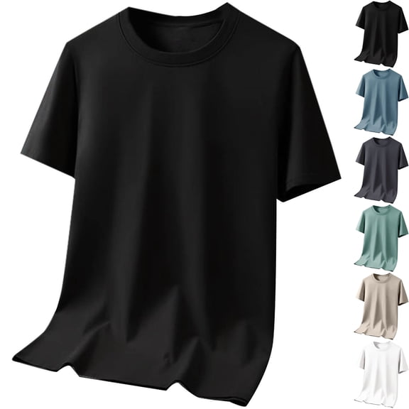 Big & Tall Men's Short Sleeve Basic Crew Neck T-Shirts Regular Fit Quick Dry Athletic Workout Tee Moisture Wicking Running Base Layer Summer Father's Day