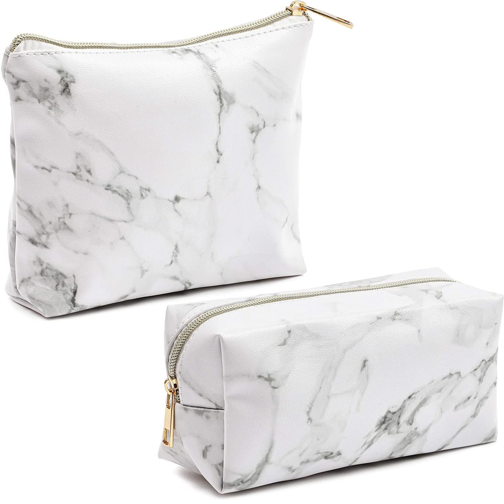 Set Of 2 White Marble Makeup Organizer - Printed Makeup Organizer Set Of 2 White Marble Makeup Organizer - Printed Makeup Organizer