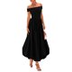 thumbnail image 1 of Vestido PRETTYGARDEN de verano para mujer con hombros descubiertos, negro, línea A, 1 of 9