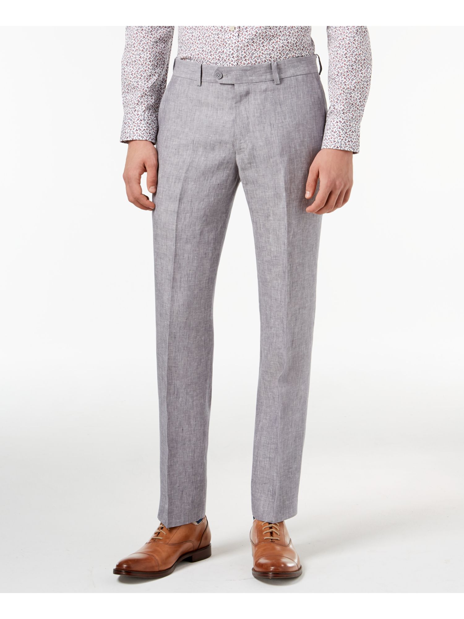 Mens Slim Fit Chambray Dress Pants Gray 
