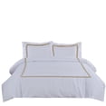 thumbnail image 3 of BedDecor 600TC 100% Egyptian Cotton Taupe Emperor Size 3PC 1PC Duvet and 2 Pillow Case 3-Stripe Embroidery Duvet Cover Set Solid Pattern, 3 of 4
