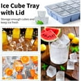 thumbnail image 4 of Silicone Ice Cube Tray 3 Pack - Easy Release Ice Cube Tray with lid, BPA Free Ice Cubes Trays for Freezer,Ice Cube Mould for Cocktail,Whiskey (Mint+Pink+Blue), 4 of 7