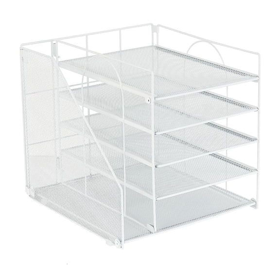 Giaone Desk Document Organiser 5-Tiered Metal File Letter Tray with Magazine Stand