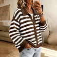 thumbnail image 5 of Fengqque Lady's Winter Long-sleeved Button-down Knitted Cardigan With Striped Sweater Coat, 5 of 7