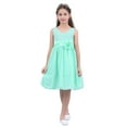 thumbnail image 4 of Aislor Kids Flower Girls Dress V Neck Sleeveless Chiffon Pleated Princess Party Wedding Bridesmaid Ball Gown Turquoise 8, 4 of 7