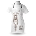thumbnail image 3 of Motorcycle Apron "Keep on Riding" Quote and Motorbike on the Road with Birds Sketch Art Picture, Unisex Kitchen Bib Apron with Adjustable Neck for Cooking Baking Gardening, Brown White, by Ambesonne, 3 of 3