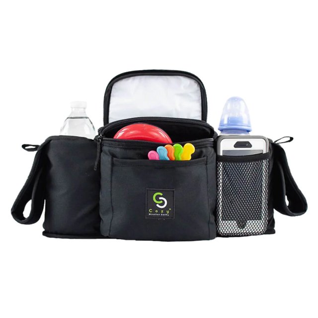 Housse de Protection pour Poussette Bébé Organisateur Panier de Rangement Isolé, Noir