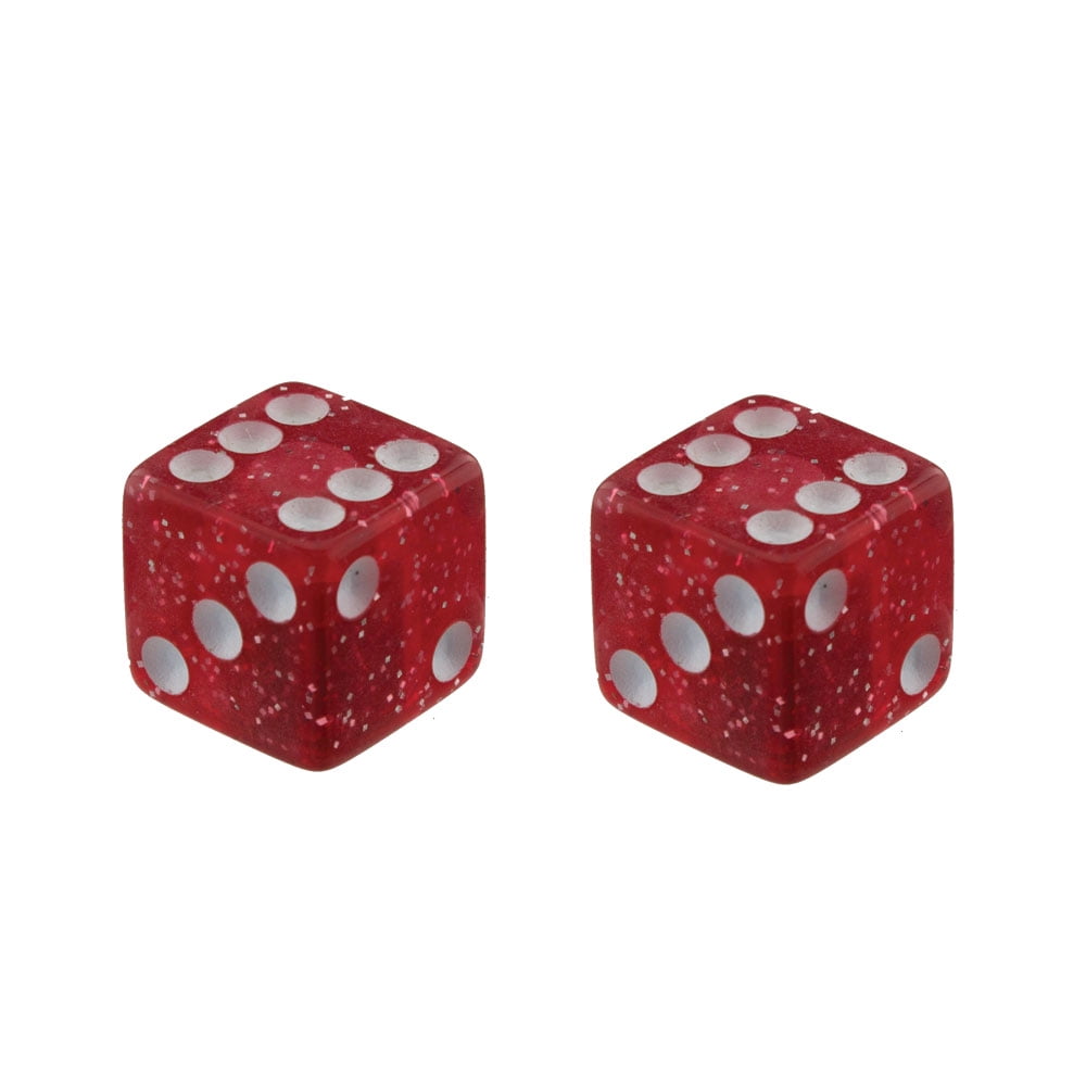 Dice Bike Valve Caps Glit Red