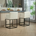 thumbnail image 5 of COOLMORE Counter Height Bar Stools Set of 2, Modern Barrel Bar Stool with Backrest and Arms, Beige, Upholstered Bar Stools for Kitchen Island, Pub, Club, 5 of 10