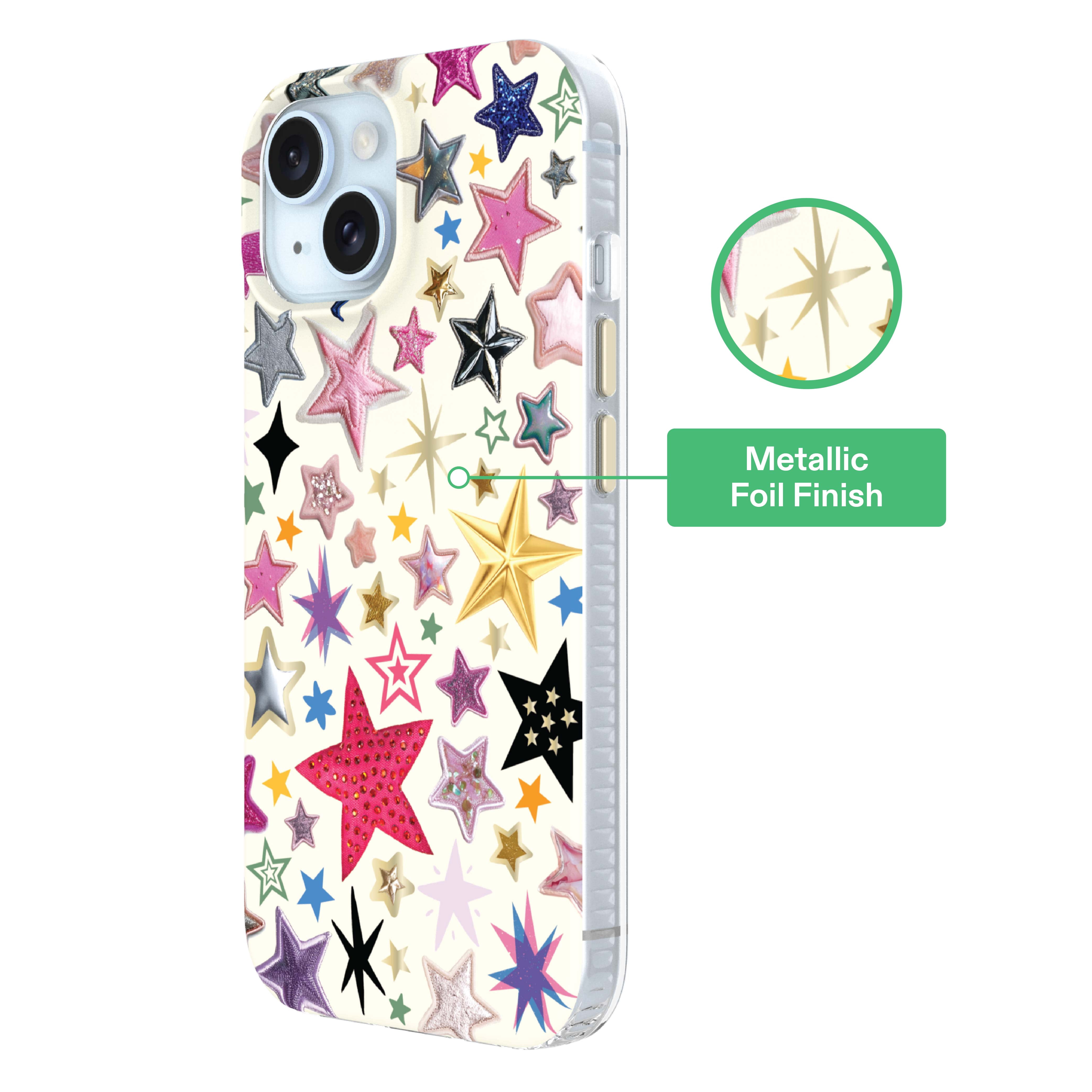onn Phone Case for iPhone 17e / 16e / 15 / 14 / 13, MagSafe Compatible - Multicolor Stars