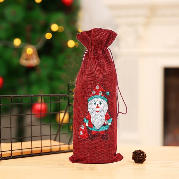 Teissuly Christmas Wine Bottle Bags,DIY Diamond Painting Wine Bags Embroidery Kit,Red Wine Champagne Decorative Bag,Christmas Decorations Christmas Party Decorations Teissuly WER202310234296