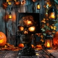 thumbnail image 3 of Happydeer Skull Desk Lamp Gothic Magma Skull Lamp Spooky LED Human Skull Desk Light for Halloween Party Mantel Decoration (Type A), 3 of 13