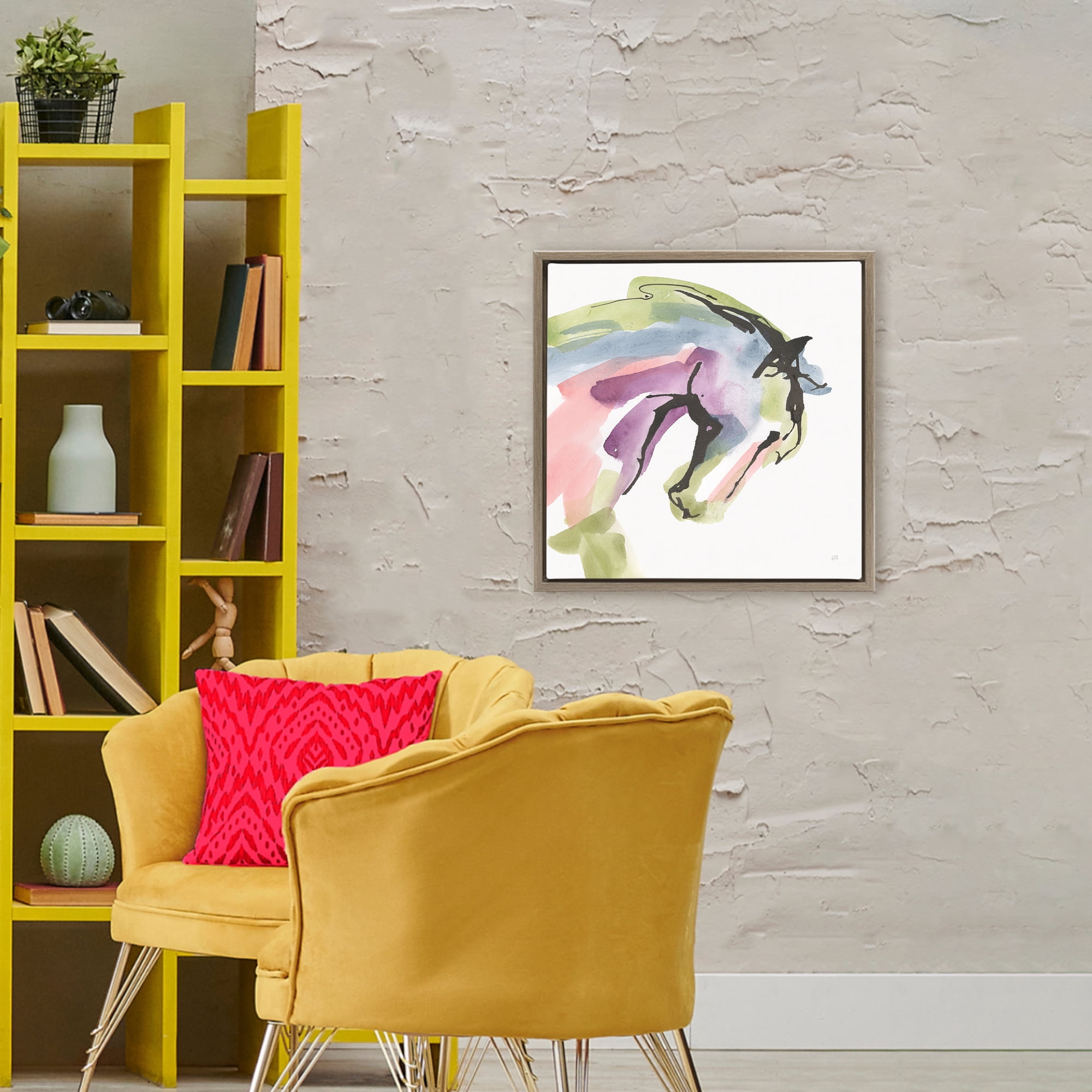Stupell Industries Brushstroke Horse in Motion Brown Framed Floater Canvas Wall Art, design by Chris Paschke