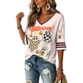 thumbnail image 5 of Women Halloween Shirt Oversized Cute Funny Plus Size 3/4 Sleeve Printed Graphic Orange 2XL, 5 of 5