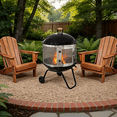 thumbnail image 5 of Red Mountain Valley 28" Portable Wood Burning Fire Pit with Wheels, Spark Screen, Cooking Grate & Poker, Round Outdoor Steel Firepit for Patio Backyard Camping, 5 of 7
