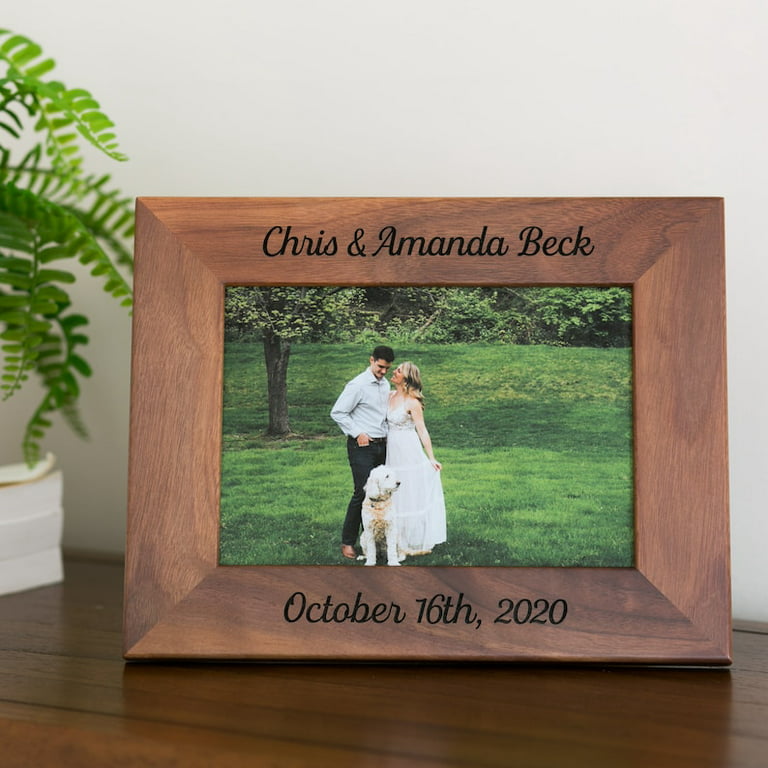 Personalized Frame, Custom Engraved Wood Picture Frame, Gift for Family,  Wedding Frame, Walnut Newlywed Gift, 4x6, 5x7, Custom Wood Frame 