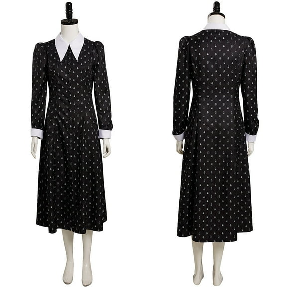 Women Wednesday Addams Black Shirt Dress Adult Halloween Party Costumes