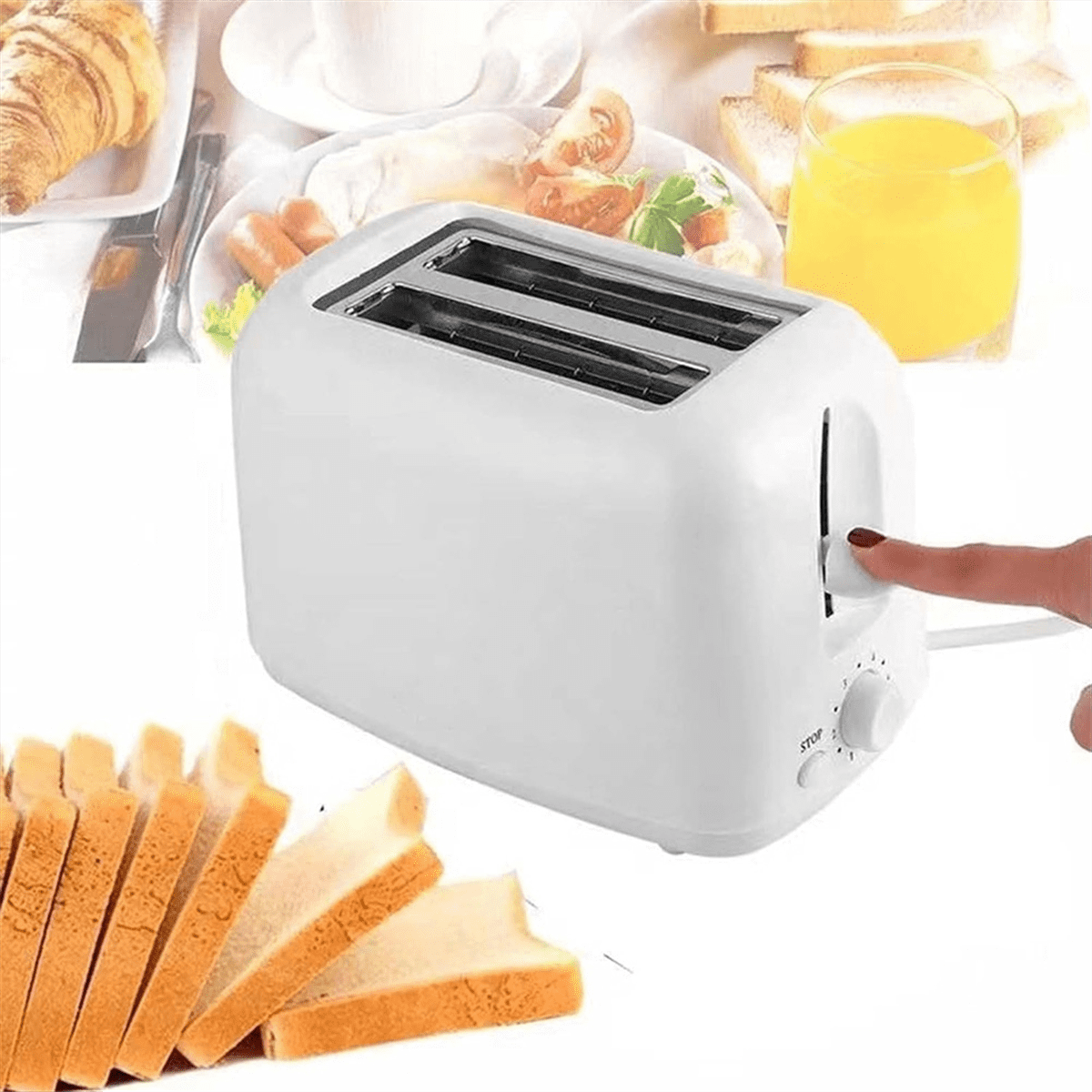 Retro Toaster 2 with 6 Functions, Stainless Steel Toaster Removable Crumb Tray, Under Base Cord Storage US Plug