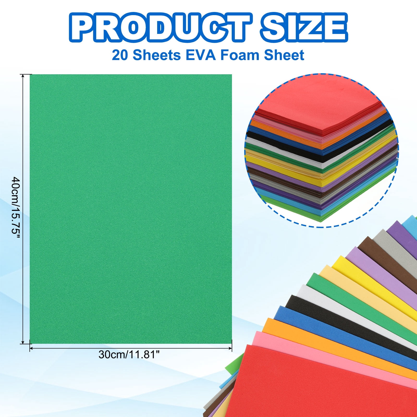 Uxcell 20Pcs Green EVA Foam Sheets, 15.7 x 11.8 Inches 1mm Thick Foam Sheets for Crafts