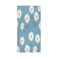 Bath Towel Single-Sided Printed Highly Absorbent Soft Quick Towel for Bathroom Spa Gym & Sports White Daisies
