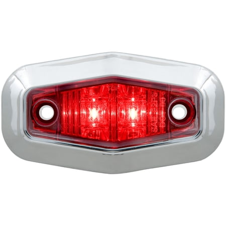 Optronics LED marker/clearance light kit; kit includes sealed red two-LED surface mount light with chrome finish base/bezel; hard wired  with separate ground wire