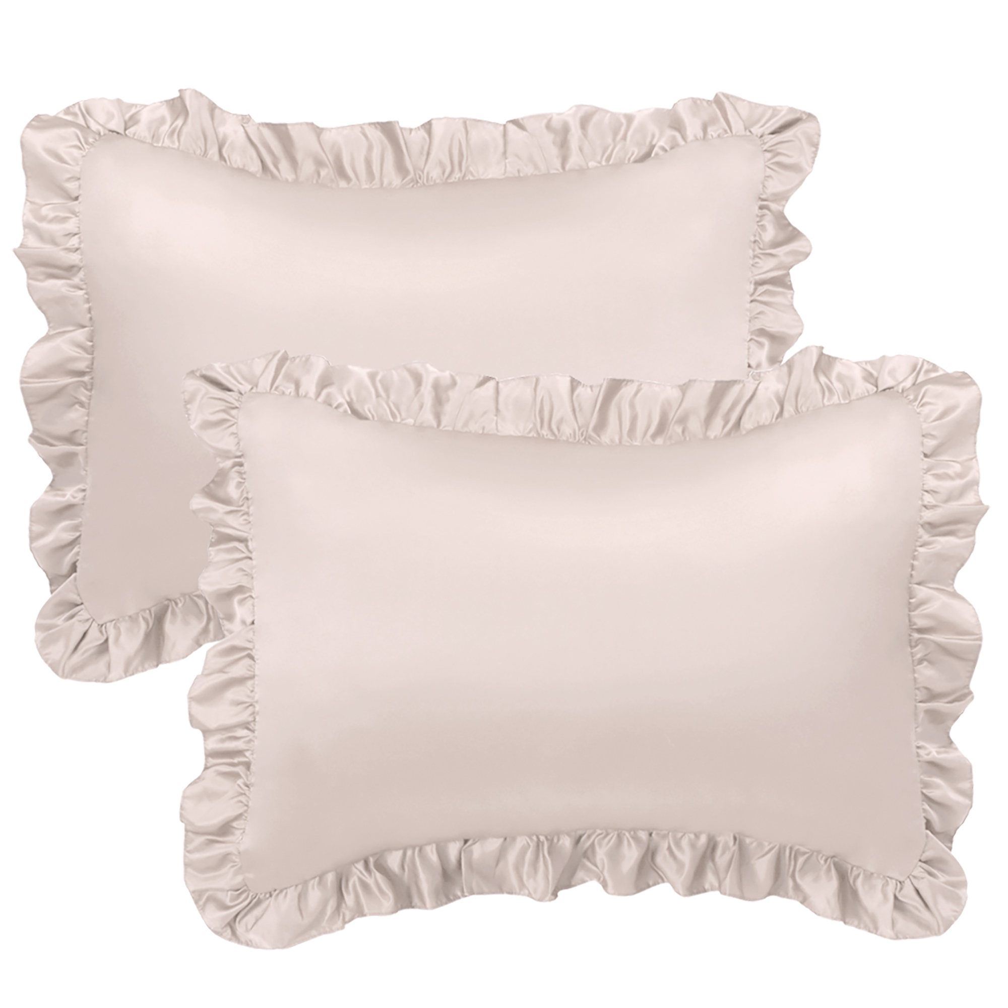Unique Bargains 2piece Satin Ruffled Edge Pillow Cases Taupe Boudoir