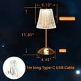 thumbnail image 5 of Modern Metal Crystal Lamp - Cordless Table Lamp, Rechargeable Battery Operated Lamp, 5 of 6