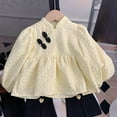 thumbnail image 2 of Essentials Girls Dresses 2026 Chinese New Year Button Long Sleeve Ruched Holiday Party Dress Size 4-5 Years, 2 of 4