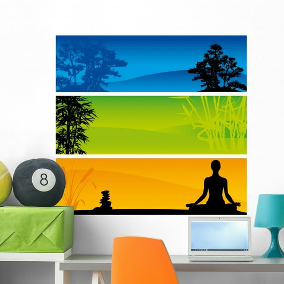 Bannire Zen Attitude Wall Mural Decal Sticker, Wallmonkeys Peel & Stick Vinyl Graphic (36 in W x 34 in H)
