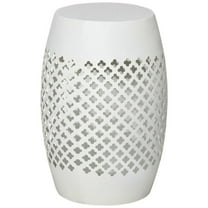 Yardi Yarda 12.5" Steel Outdoor Side Table, Round Hollow Drum Patio End Table, Accent Table, Blue