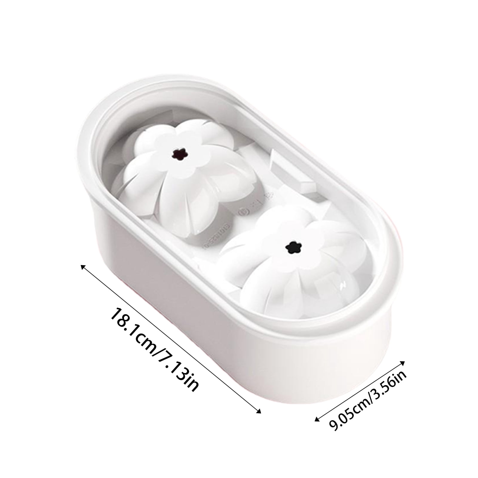 Cherry Blossoms Ice Cube Trays with Covers, 2 Cavity Non-Stick Reusable Ice Maker Mould Quick Release Large Ice Form for Chilled Cocktails and Juice 2PCS Pink