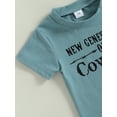 thumbnail image 6 of Suealasg Western Kids Baby Boys Clothes Letter Print Short Sleeve T-shirt and Cow Print Shorts Set  2Pcs Toddler Baby Boys Summer Coming Home Outfit, 6 of 9