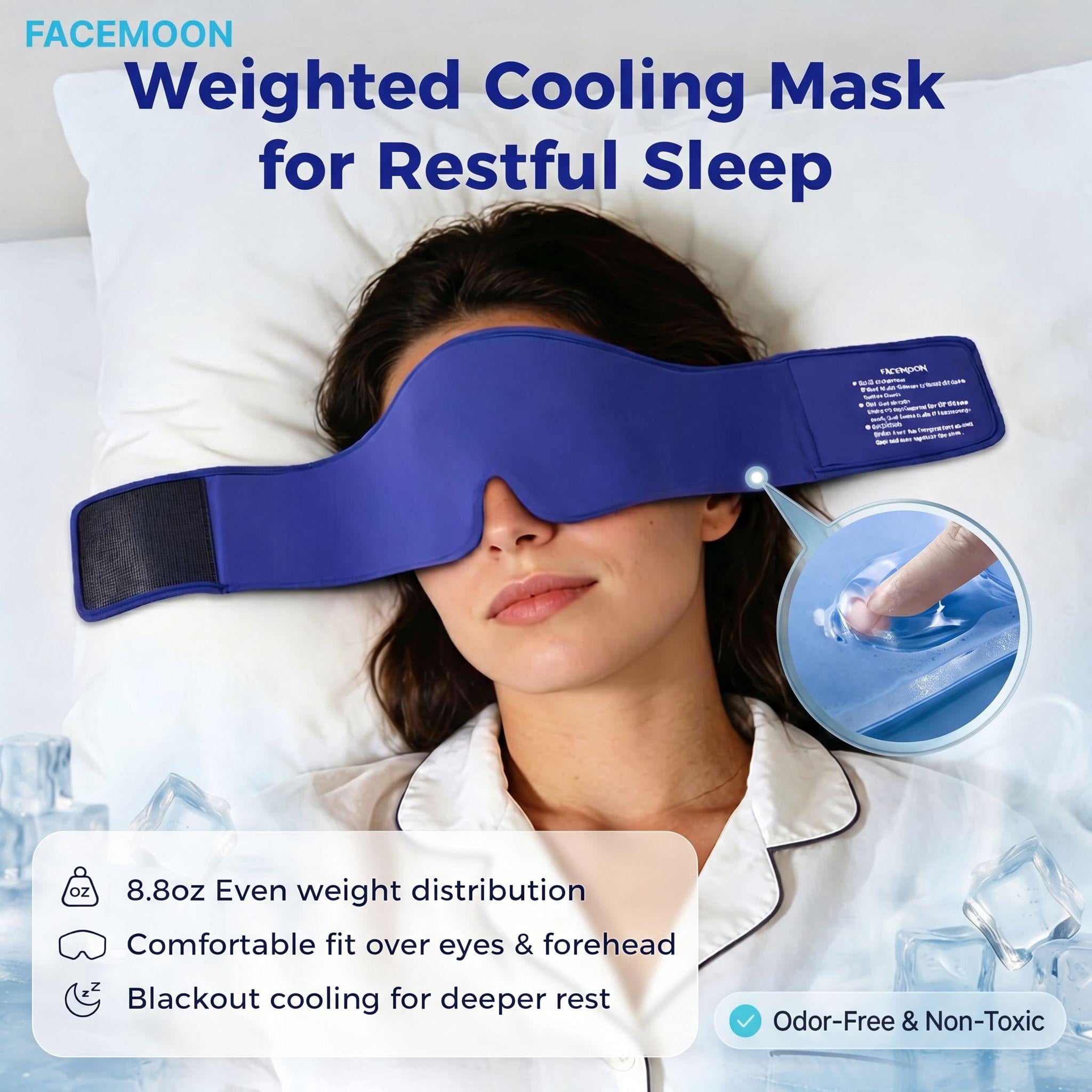 FACEMOON Cooling Eye Mask for Puffy Eyes, Cold Compress for Migraines Headache and Puffiness, Relaxation Gifts for Women, Gel Sleep Mask for Dark Circles, Reusable Face Ice Pack