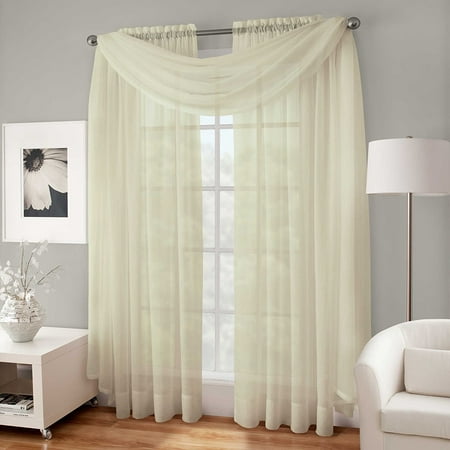 Decotex 3 Piece Sheer Voile Curtain Panel Drape Set ...