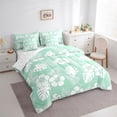 thumbnail image 2 of Erosebridal Tropical Blossoms Bedding Comforter Set for Girls, Green White Full Bedding Set, Reversible, 7pcs, 2 of 5