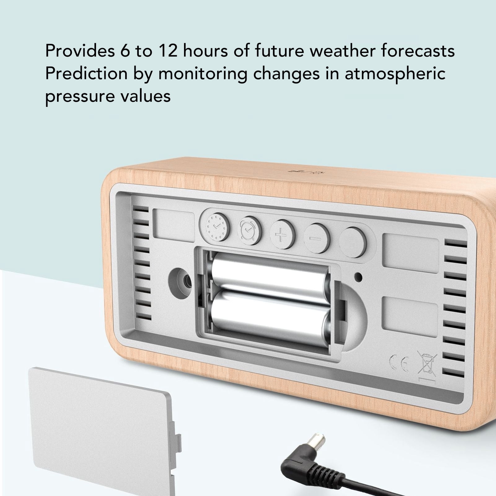 BIMZUC Weather Forecast Clock Wireless Indoor Outdoor Digital Thermometer Humidity Monitor with LCD Color Display, Weather Station with Beech Wood 8.6 inches / 22 cm