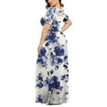 thumbnail image 3 of UPPADA Women's Plus Size Maxi Dresses for Curvy Women Summer Short Sleeve Casual Long Dress Floral Casual Tshirts Dresses Smocked Backless Beach Flowy Loose Dress with Pockets Multicolor,XXXL, 3 of 6