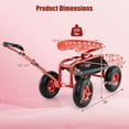 thumbnail image 3 of Costway Chariot de Jardin Chariot de Patio Siège de Travail à Roulettes avec Plateau Panier Poignée Extensible Rouge, 3 of 10