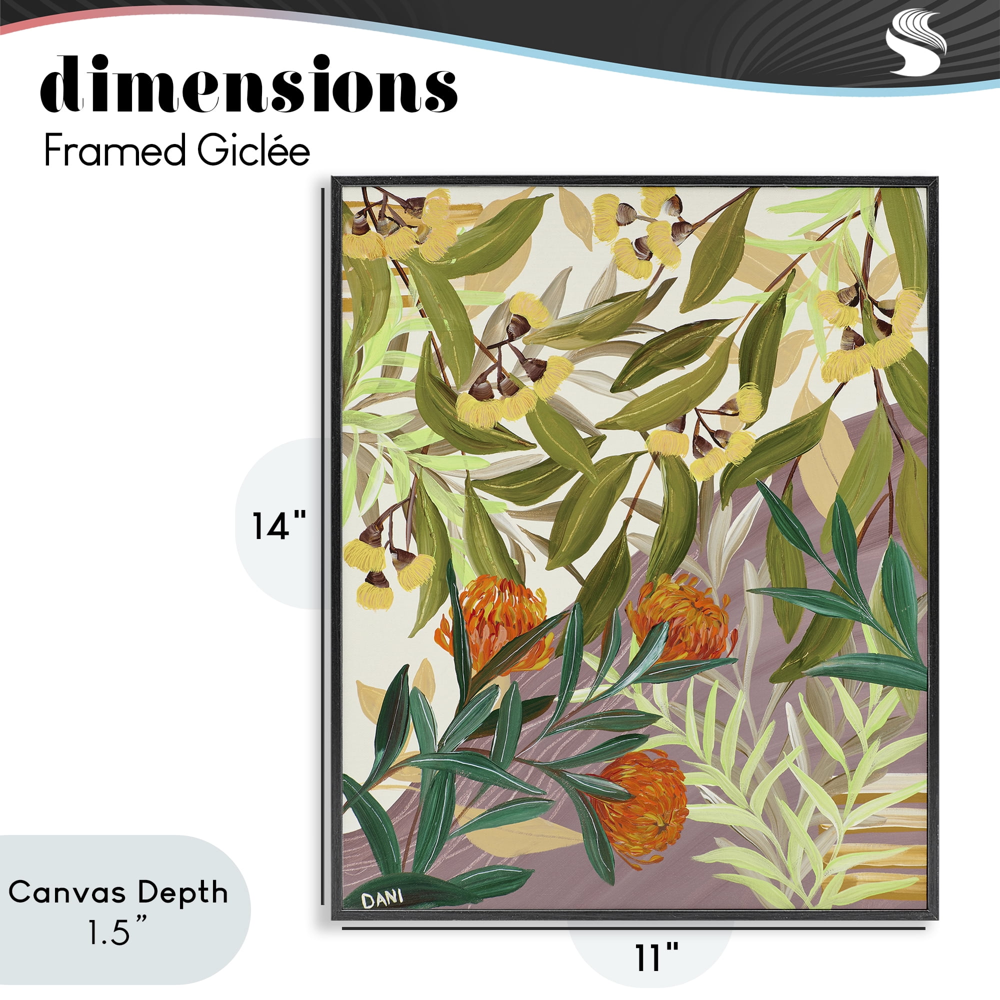 Stupell Industries Walk With Me Florals Black Framed Giclee Art, design by Dani Heyward