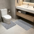 thumbnail image 6 of AuroraX Gray 2 Piece Bathroom Rug Set with Toilet Rugs U Shaped,Striped Non Slip Washable Quick Drying 1 Large One Small Bath Rugs for Bathroom Floor Set 2pcs Bathroom Mat, 6 of 6