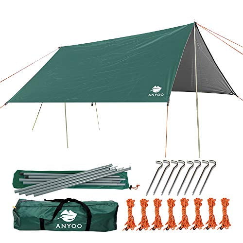 Anyoo Camping Tarp Shelter Lightweight Hammock Rain Fly Waterproof Durable Portable Compact for Fishing Beach Picnic