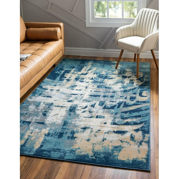 Rugs.com Gossamer Collection Rug – 4' x 6' Navy Blue Medium Rug Perfect For Entryways, Kitchens, Breakfast Nooks, Accent Pieces