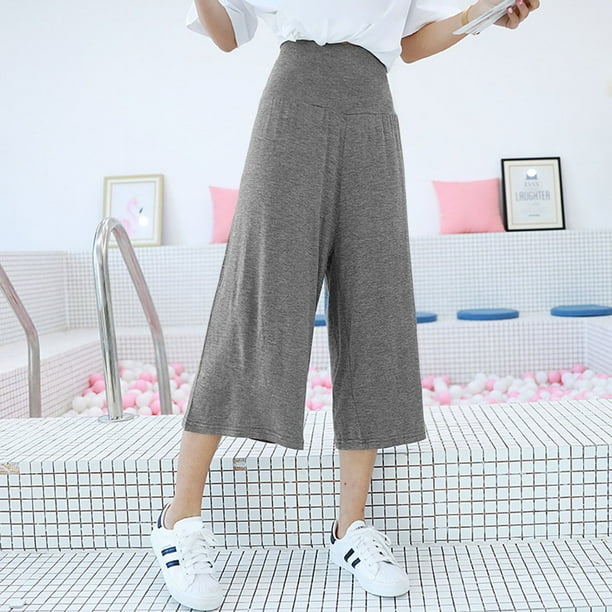 WILLBEST Pantalones Casuales para Mujer, Cómodos, Sueltos, de Cintura Alta, Anchos, Rectos y Recortados para Uso Diario En Verano. Extra Grande