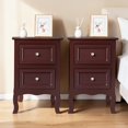 thumbnail image 3 of Tcbosik Side Tables Set of 2, Modern Nightstand with 2 Storage Drawers, 23.6 Inch End Table for Bedroom, Living Room, Easy Assembly, Brown, 3 of 10