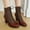 Red, variant on YOUSNH Foreign Trade Large Size Women's Boots Autumn and Winter Color Matching Tie up Middle Heel Short Boots Womens Boots Brown 8