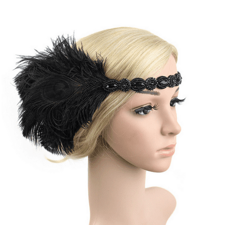 Retro 1920s Headpiece Feather 20 S Bridal Great Gatsby Flapper