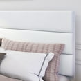 thumbnail image 3 of Amolife King Bed Frame, Platform Bed Frame with Upholstered Velvet Headboard, White, 3 of 7